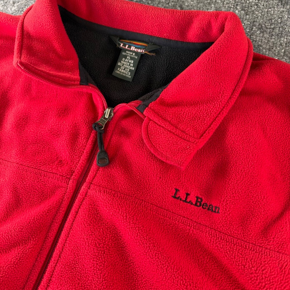 LL Bean Fleece Vest kMens XL Full Zip Outdoor Polyester Classic Red Vintage